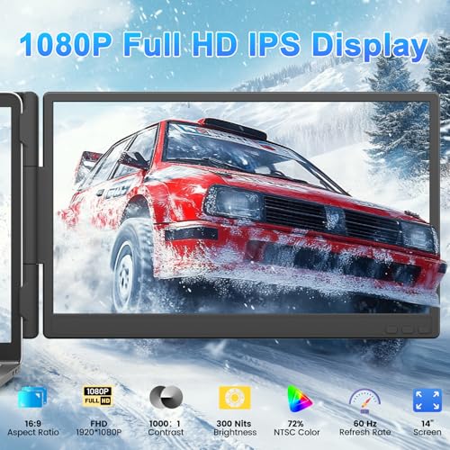 Image of KEFEYA Laptop Screen Extender, 14 inch FHD 1080P IPS Dual Laptop Monitor Extender, Portable Monitor Plug & Play USB-C /HDMI /USB-A for 13 inch-17 inch Laptops, Work with Windows /MacBook /Switch /PS5