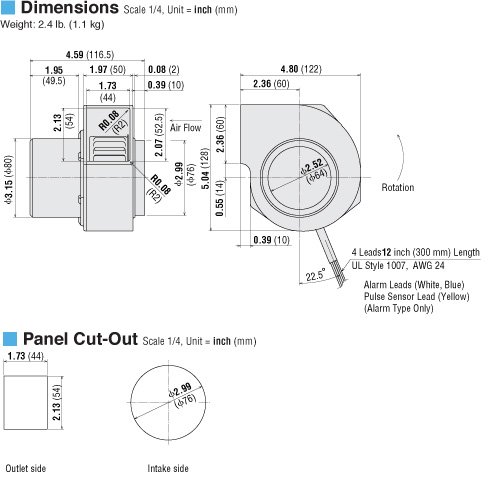ORIX 24 VDC Centrifugal Blower w/ - 3.15 in. (80 mm) Diameter