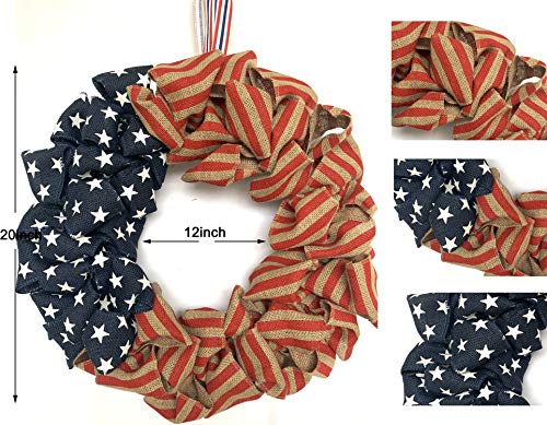 24 Inch Summer Patriotic Front Door Wreath 4Th July Independence Day Wreath America Patriotic Flag Burlap Farmhouse Wreath Memorial Day Americana Wreaths For Front Door Window Christmas Decor #TOP1