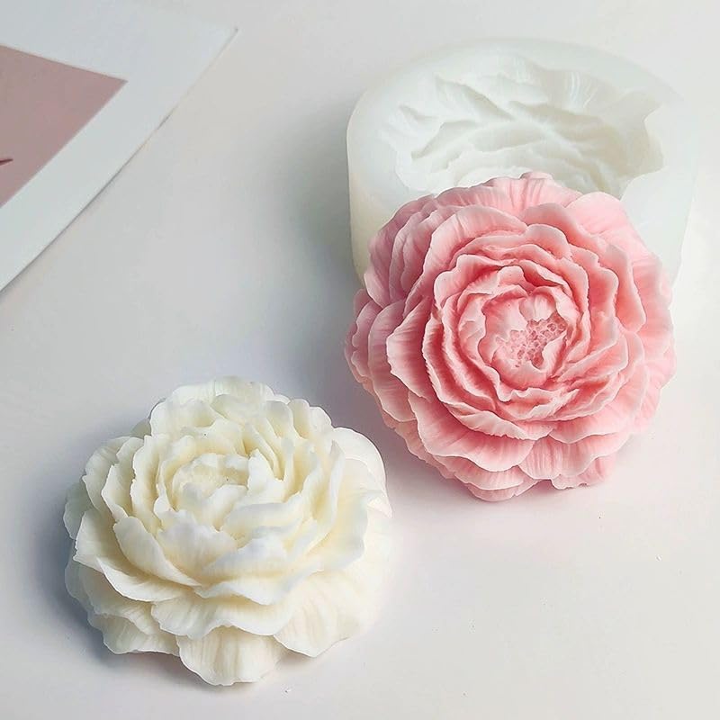Cooary 2pcs Peony Candle 230g Thickening Molds for Making Wax Soap Flower