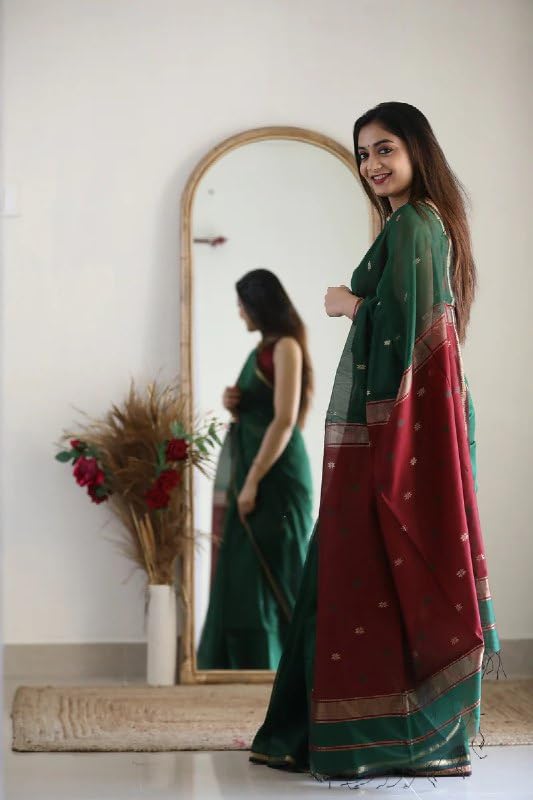 Image of Flosive inchFestive Bloom Blue Banarasi Silk Saree with Elegant Jacquard Floral Motifs inch