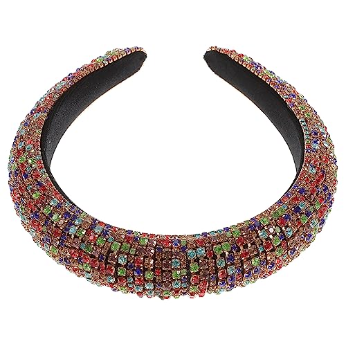 Beaupretty Diadema de Joyería Barroca Boho Diadema de Diamantes de Imitación Acolchada Ancha Aro de Pelo para Mujer