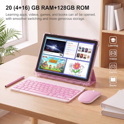 Image of 10 Inch Android 16 Tablet with Case,128GB,WiFi,6000mAh(Pink)