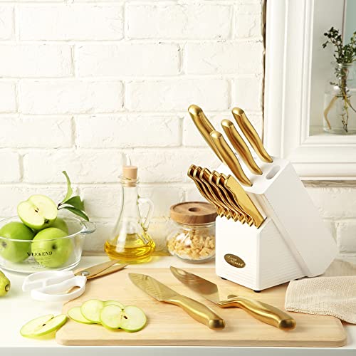 Gold Knife Set Marco Almond® Knife Block Set MA21,Titanium Coated 14