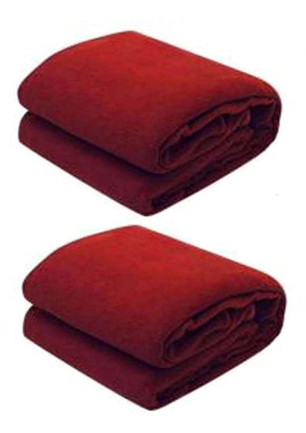 Evolife All Season Polyester Micromink Summer AC Blanket Super Soft Polar Fleece Plain Single Bed Blanket | AC Dohar | Comforter | Size 150 X 225 Cms (Approx 4.9 X 7.3 Ft) (Single) Skinfriendly (Red Set of 2)