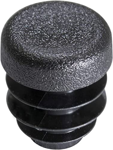 Image of Prescott Plastics 1 /2 inch (12.7mm) Outer Diameter Ribbed Plastic Hole Plugs, Round Black Metal Tubing End Caps, Strong Furniture Leg Inserts, Impact & Weather Resistant, Made in The USA - 4 Pack