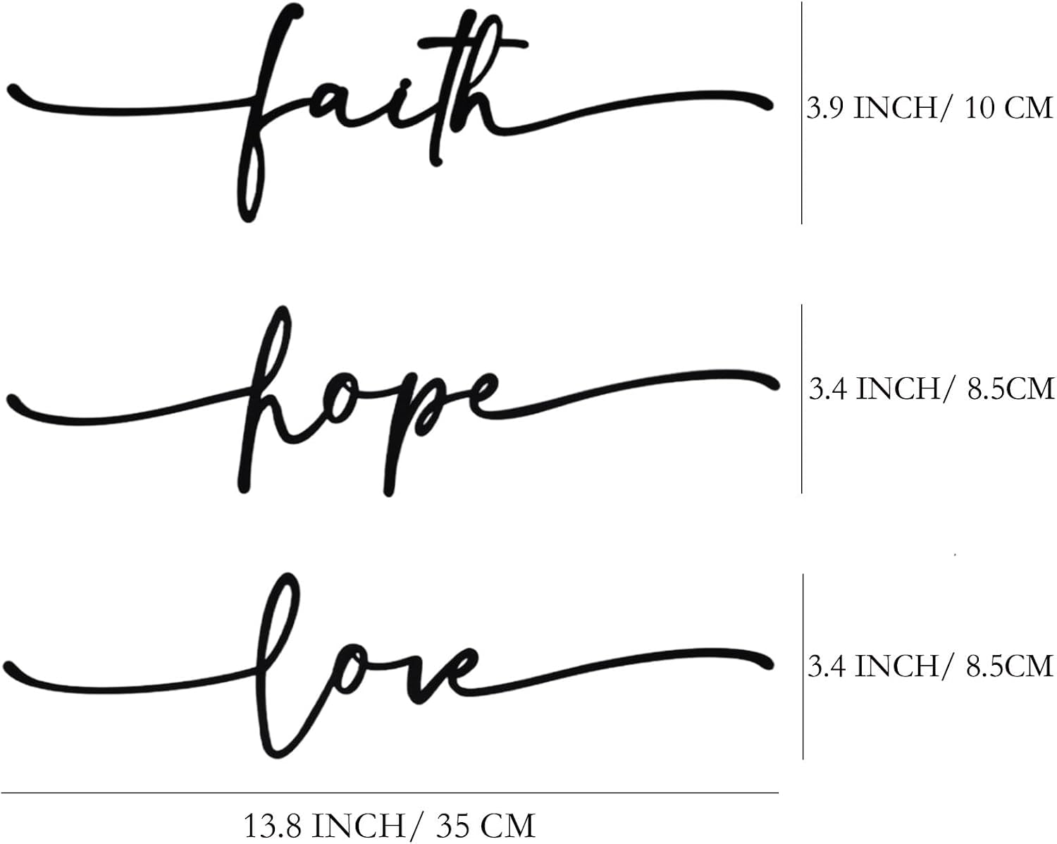 AIM & GGKK Faith Hope Love Metal Wall Decor – 3 Pieces Modern Minimalist Wire Wall Art, Inspirational Metal Letter Sign Decor for Living Room, Bedroom, Bathroom, or Office