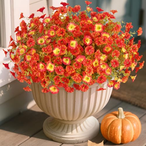 Fake Fall Flowers Artificial for Decoration, 12 Bundles Faux Plan...