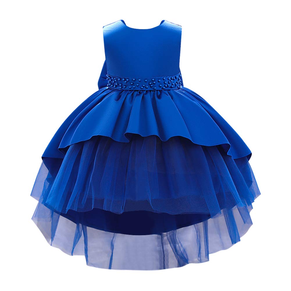 IBAKOM - Vestido de fiesta para bebé o niña, elegante, sin mangas, cuello en V, lazo de satén, para boda, dama de honor, comunión, bautizo, princesa, vestido de baile