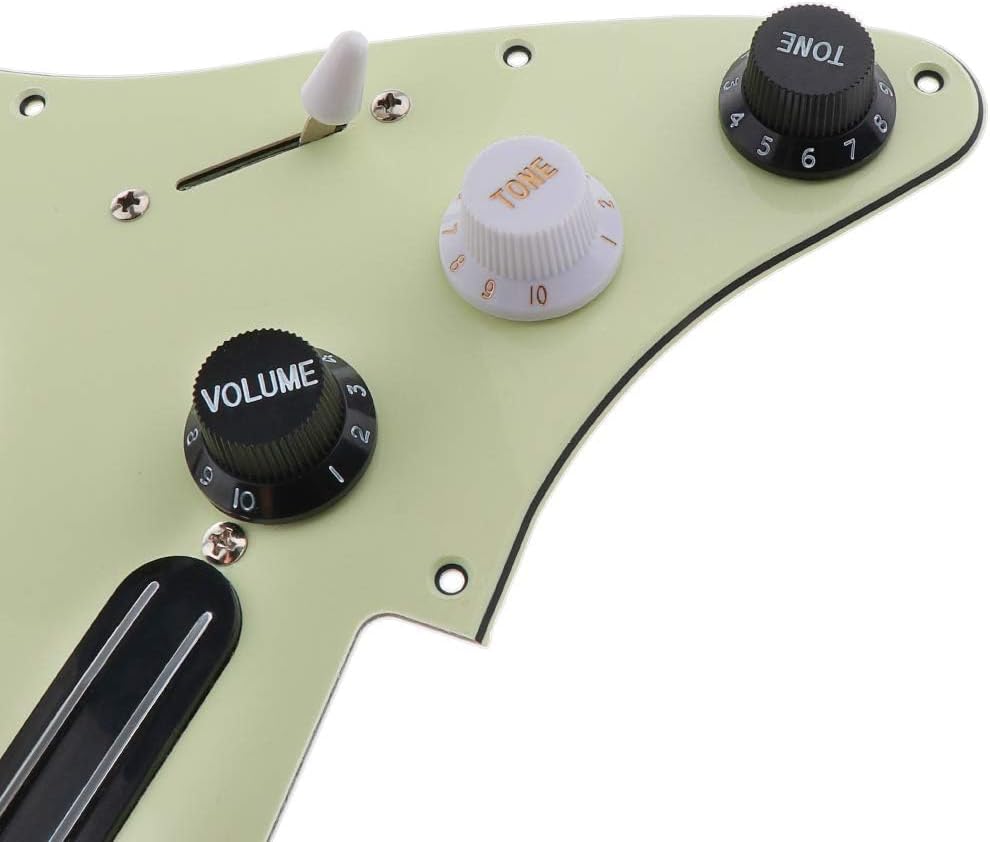 Alnicov SSS 11 Hole Strat Guitar Loaded Pickguard Prewired Scratch Plate For Electric Guitar milky with 3 dual rail humbucker pickup Light cyan