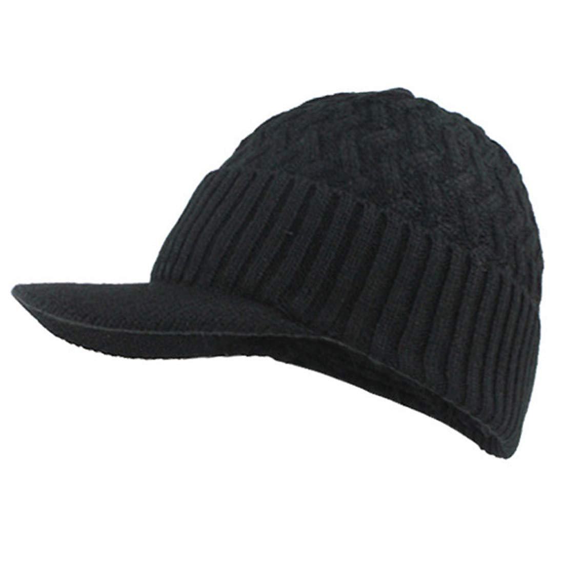 Xrdss Men's 006Black Winter Hat Knitted Warm Fleece Lined Peaked Beanie Cap (006Black)