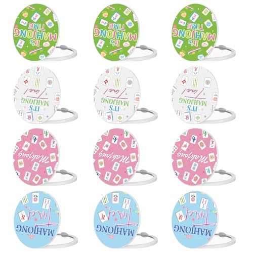 Roowest 12 Pcs Mahjong Themed Compact Mirror Bulk for Purse Folding Mini Pocket Double Sided Mirror...