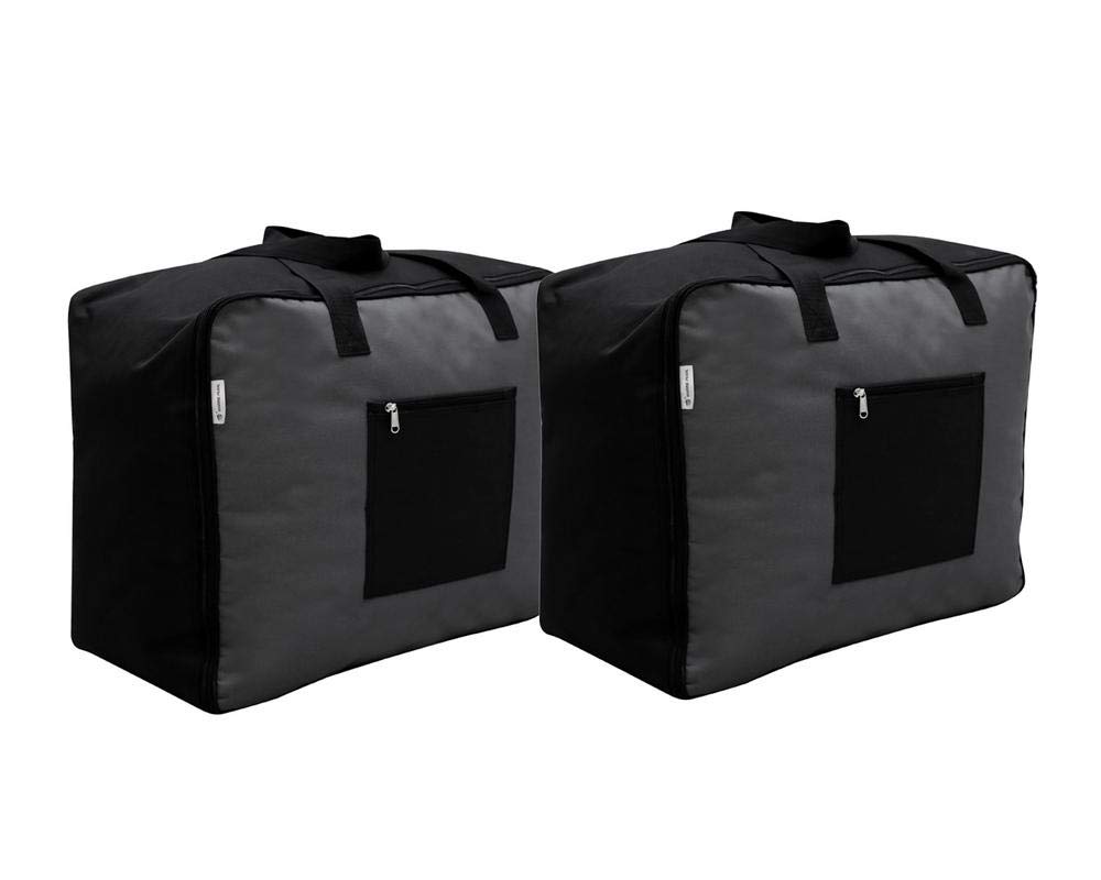 Storage Bag for Clothes Large Underbed Organizer Blanket Cover Foldable Moisture Proof Double Premium Zip & Outer Zipper Pocket & Strong Handles Tear Resistant Polyster Toys Storage Bag 54x46x28cm) (Smokey Grey)-image-39