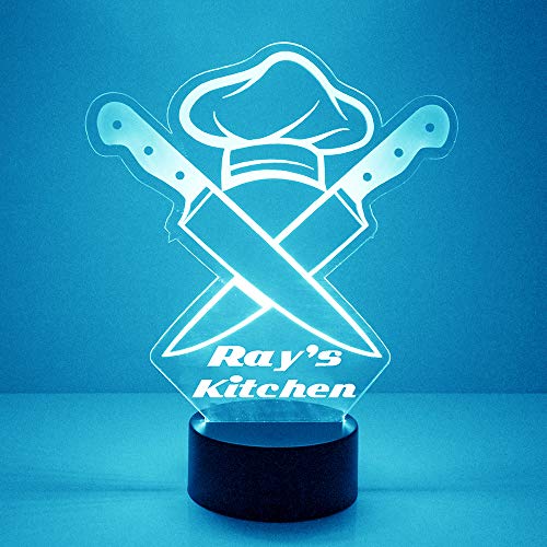 MMS Chef Personalized LED Night Light Lamp, Custom Engraved with Your Name, Logo or Text, Home Chef or Restaurant…