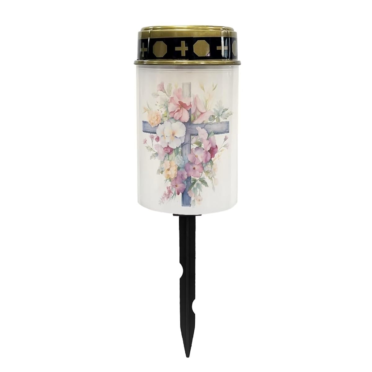 Psesaysky Cross Flower Solar Garden Stake Lights Bright Solar Cemetery Grave