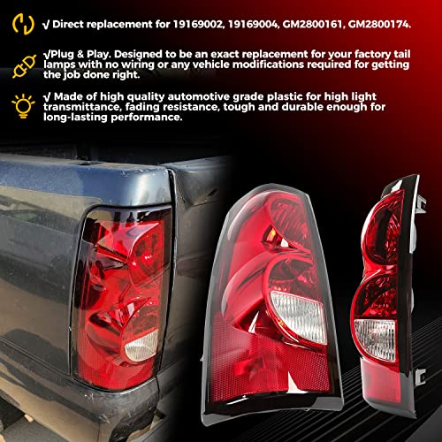 Ecotric Tail Lights Compatible With 2003-2006 Chevy Silverado Pickup Truck 2007 Classic Rear Taillights Driver Side Brake Signal Lamp W/Bulbs And Harness Replacement For 19169002 Gm2800161 Gm2800174 #TOP3