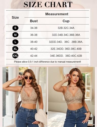 Image of Avidlove Lace Bralettes for Women Wireless Unpadded Bras Racerback Cami Tops Basic Sexy Strappy Everyday Lingerie