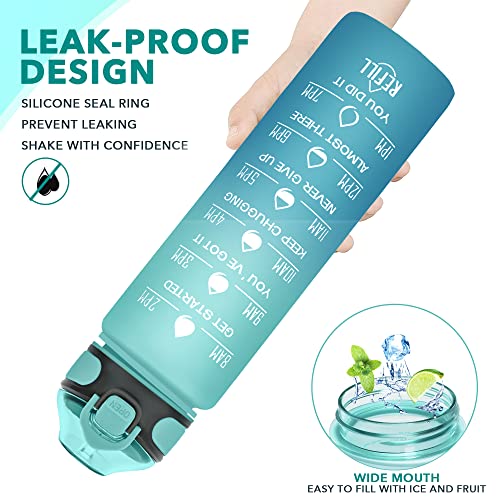 Image of Enerbone 32 oz Water Bottle with Times to Drink and Straw, Motivational Drinking Water Bottles with Carrying Strap, Leakproof BPA & Toxic Free, Ensure You Drink Enough Water for Fitness Gym Outdoor
