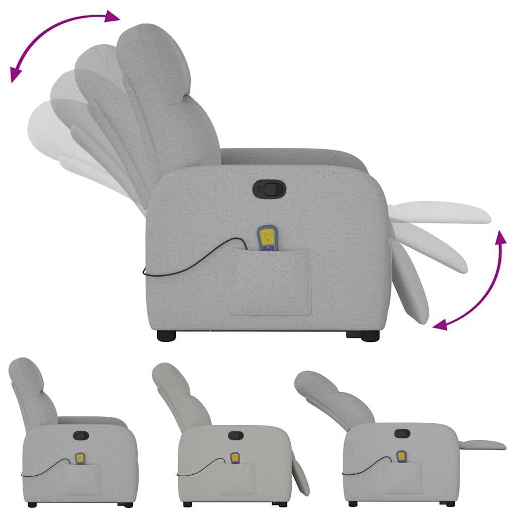 vidaXL Sillón de Masaje reclinable de pie de Tela Gris Nube