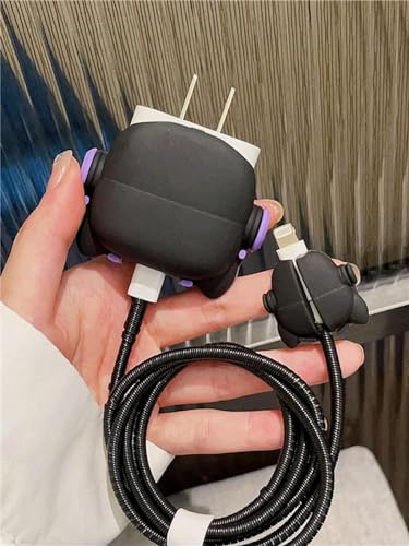 Image of Cartoon 3D Design Protective Case Compatible with Apple 18W - 20W USB-C Power Adapter Charger, Protective Cover for iPhone 18W & 20W Power Adapter Charger with Wire Saver. (Hip Hop Dog Purpel)