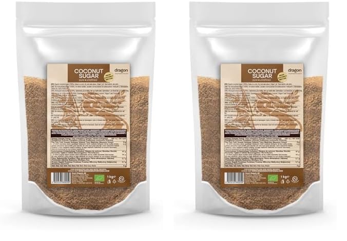 Dragon Superfoods Azúcar de Coco - 100% Orgánico, Bio, Vegano y Sin Gluten - 1kg (Paquete de 2)