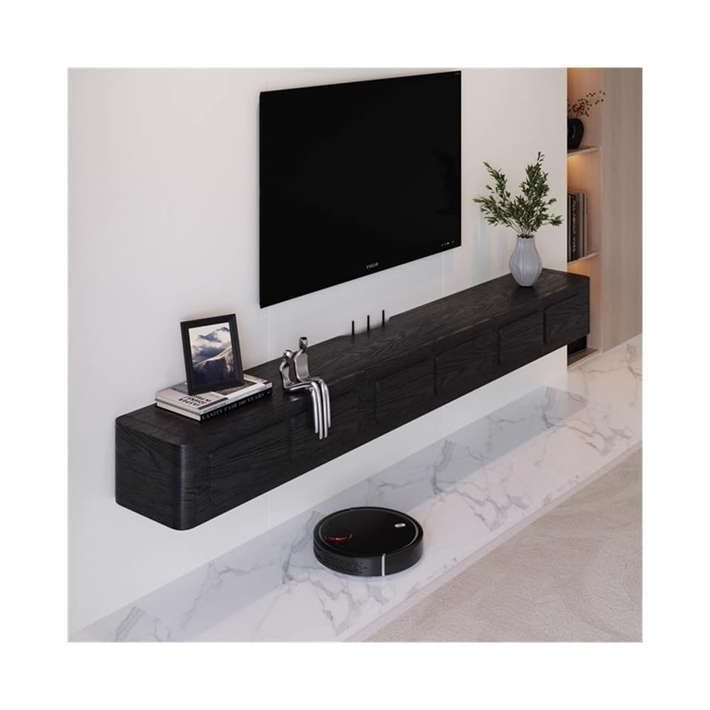 Supporto TV galleggiante montato a parete Mobile TV sospeso a parete, console TV sospeso vintage in legno con anta ribaltabile e cassetti portaoggetti, supporto TV stretto a parete salvaspazio Mensola