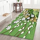 XHDM Küchenteppich,Weiche rutschfeste Läuferteppiche Frische Weiße Blumenwiese 3D-Druck Flureingang Anti-Ermüdungs-Teppich Für Schlafzimmer Küche Wäscherei Außenteppich Maschinenwaschbar, 60 cm X