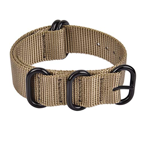 Ritche 20mm Light Tan Military Ballistic Nylon Strap With Black Heavy Buckle Compatible with Timex weekender watch band
