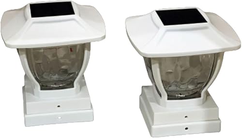 Maxsa Innovations Estilo de onda solar - Tapa de poste y barandilla de cubierta - Paquete de 2 (41981-Blanco)