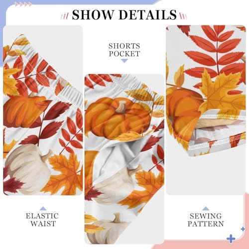 Happy Fall Pumpkin Maple Leaf Boys Long Pants Soft Trousers Elastic Waist Kids Lounge Bottoms with Pockets S-XL4