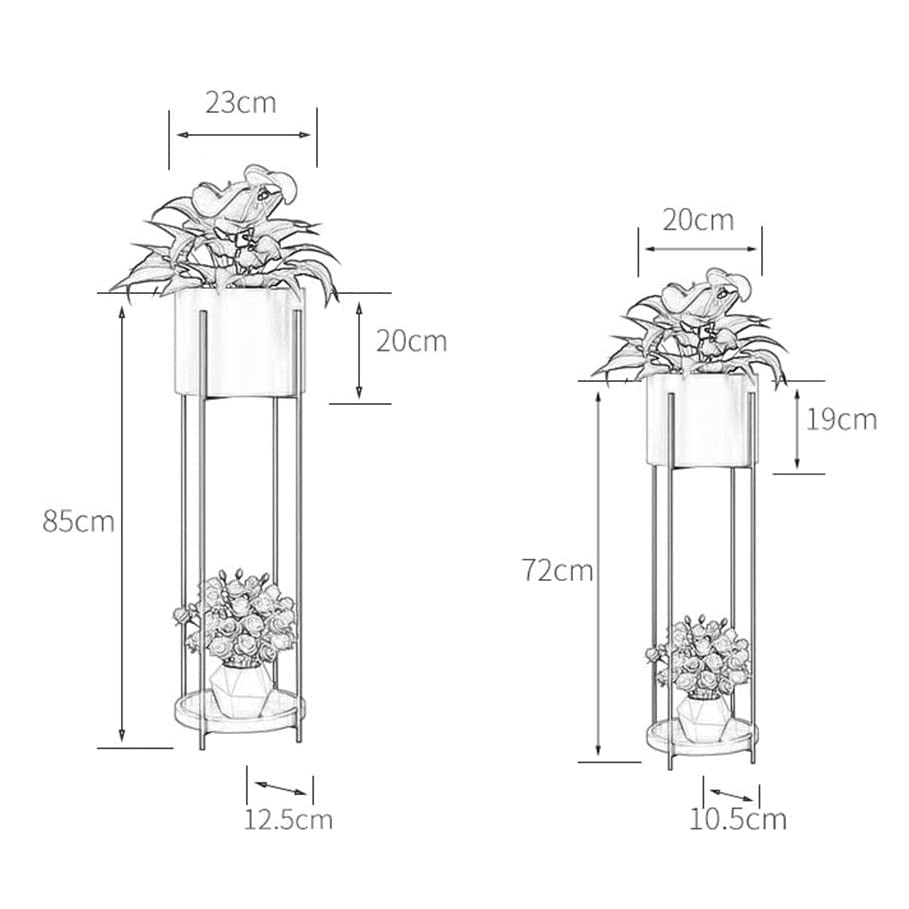 Support de fleurs en fer forgé noir de 72cm pour salon et balcon