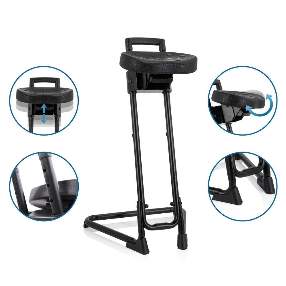 hjh Office 830010 Silla de Trabajo Top Work 32 Espuma Duro Negro Bastidor metálico Estable Asiento inclinable, Talla única