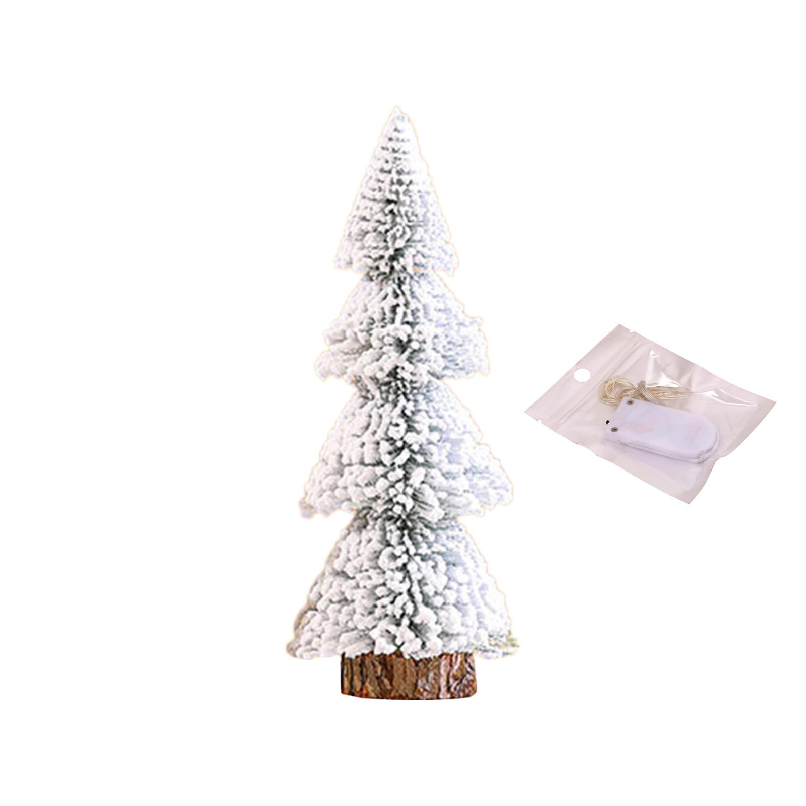 Jazuaiao Artificial Miniature Christmas Tree with Led Light Tabletop Scene Decor Supplies for Wedding Birthday Party Background Christmas Tree