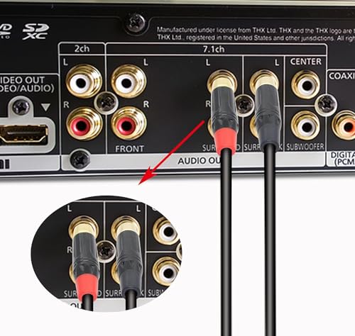 Image of IMAGINEA 2 Meter RCA to RCA Cable Stereo Audio Cable Male to Male - Dual Shielded Cord | 24K Gold Plated Connector for Home Theater, HDTV, Amplifier Speaker Soundbar (Pack of 1)