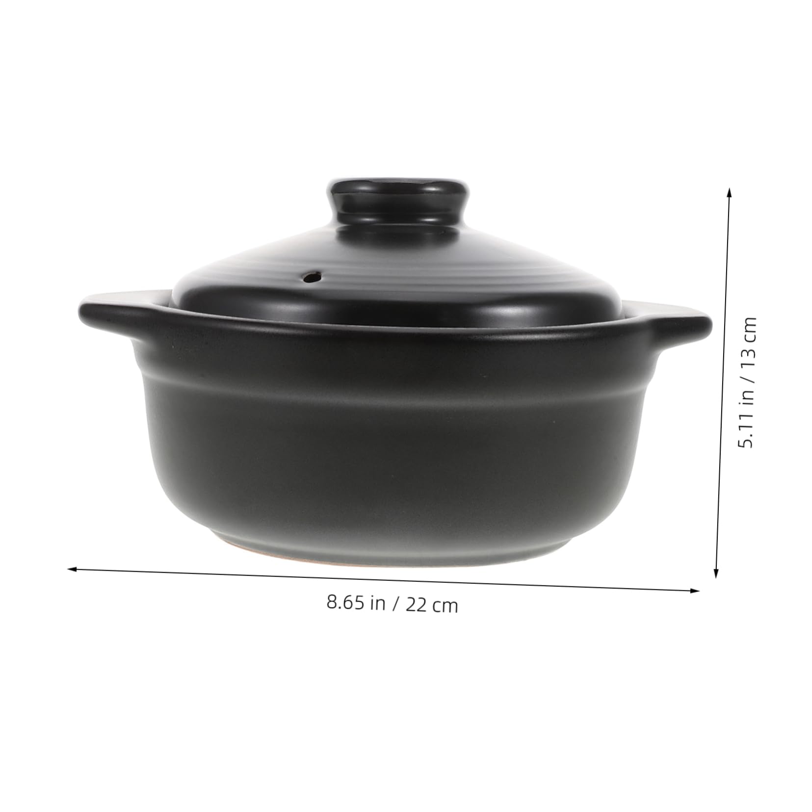 IMIKEYA Pentola in Terracotta Nera Resistente al Calore a Forte Accumulo Termico Doppia Maniglia da 1,26l per Brasare e Preparazioni in Cucina
