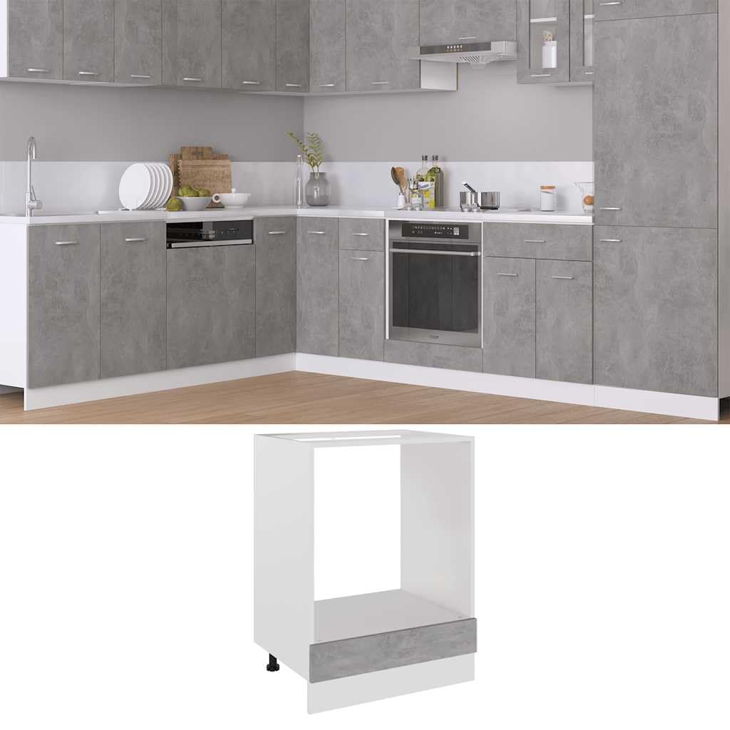 vidaXL Meuble de Four Riga Gris béton 60 x 46 x 81,5 cm Bois d'ingénierie