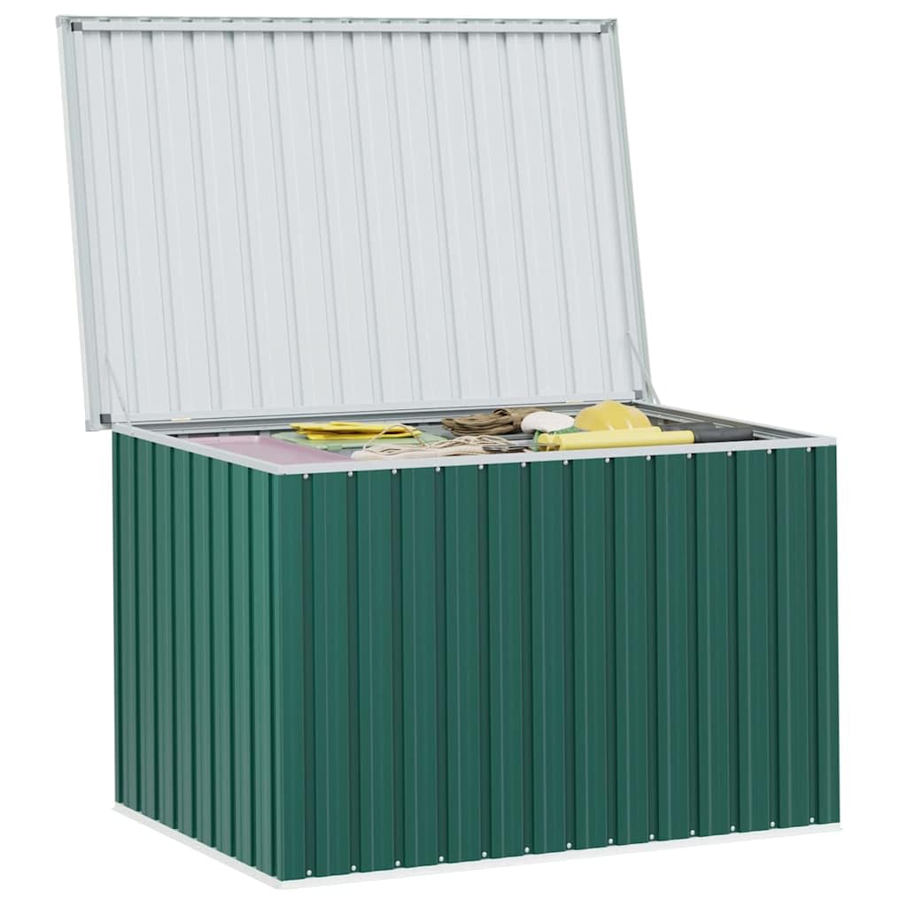 Scatola da giardino verde, 149 x 99 x 93 cm, resistente alle intemperie, per cuscini, coperte e giocattoli, con coperchio impermeabile, richiudibile, ideale per terrazza, balcone e mobili da