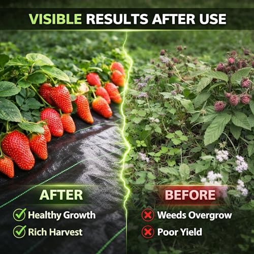 Image of Weed Barrier Landscape Fabric Heavy Duty,Garden Fabric Weed Barrier,Black Mulch for Landscaping, Weed Blocker Fabric Garden Bed Cover Garden Supplies (1.3ft x 150ft)