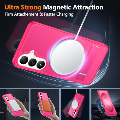 Image of SPIDERCASE Magnetic for Samsung Galaxy S26 Plus Case, with [3 Stand Ways][ Military Grade Drop Protection] with Invisible Stand Shockproof Slim Case for Samsung Galaxy S26 Plus 6.7 inch, Rose Red