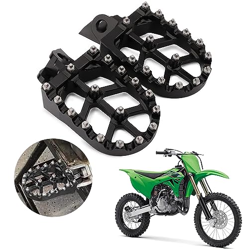 Image of AnXin Dirt Bike Foot Pegs Wider Footpegs Foot Pedals Rests CNC for KX65 00-23 KX85 01-23 KLX 140 KLX140 08-23 KX100 98-21 KX112 22-23 KX80 Black