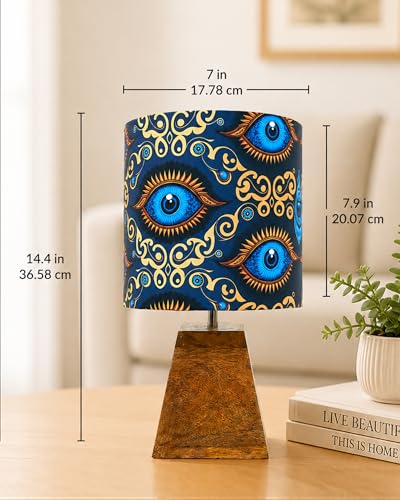 Image of Homesake Wooden Base Pyramid Table Lamp, Lamps for Living Room, Bedside Night Lamp, Lamp for Bedroom Decoration, Modern Home Decorative Light, Desk Lamp,Study Lamp, Home Decor,Beauty in Eye Shade