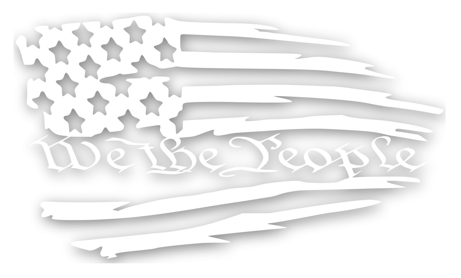 Tattered American Flag - We The People Decal by UR Impressions Vinyl Sticker for Cars Trucks SUV Motorcycles Window Graphics | White | 7.5 X 4.2 inch | URI608