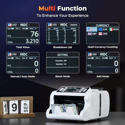 Munbyn IMC09-WH Mixed Denomination Money Counter Machine thumb #3