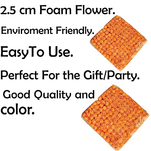 creative balloons Orange Foam Roses with Stem Lace Edge 144 Pcs Fake Flowers Artificial Roses for Decoration DIY Crafts Rose Bouquet Flower Buds Wedding Party Foam Rose Garland Pack of 1 - Image 4