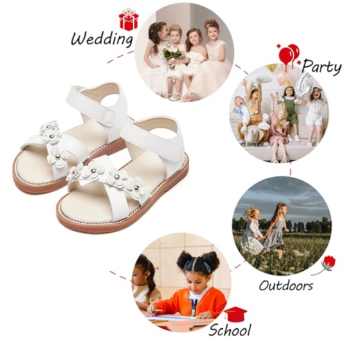 Image of PHIRAMIN Toddler Flower Girl Sandals - Girl Dress Shoes Toddler Little Kid Wedding Party