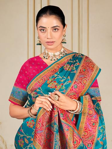Image of Glory Sarees Women's Luxurious Dola Pure Silk Original Saree Position Print Work Madhubani Inspired Motifs Banarasi Kanjivaram Style Saree With Blouse Piece (Elegant101 Parent)