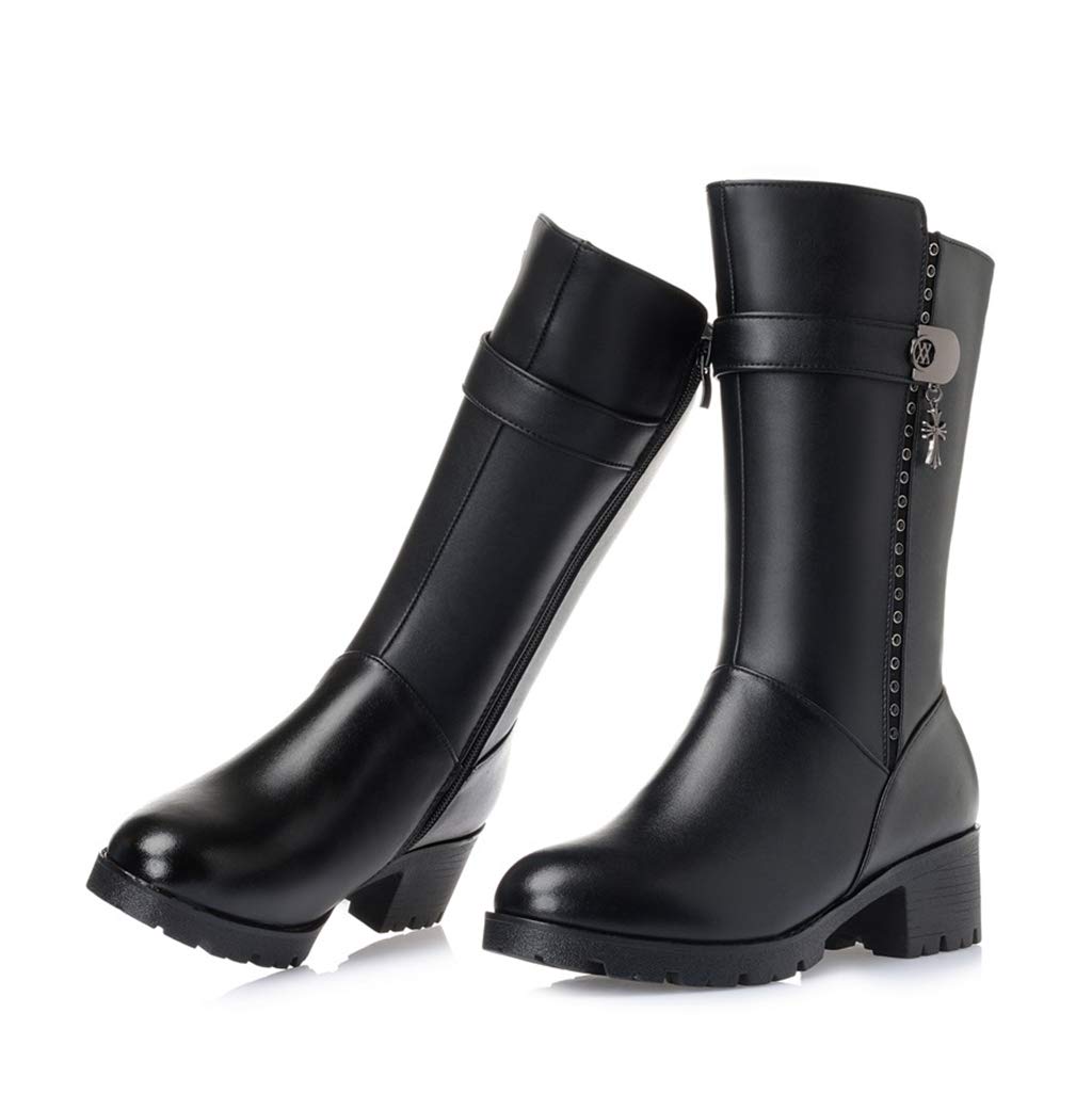 Botas De Invierno Para Mujer Largas De Ante - Botas De Equitación Sobre La Rodilla Con Cuña, Cálidas Y Forradas Para Otoño E Invierno