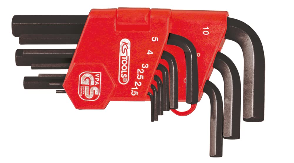 KS TOOLS - 151.3211 - Jeu de 9 clés mâles courtes brunies - 6 x 6 pans - Kit de réparation pratique et facile d'utilisation