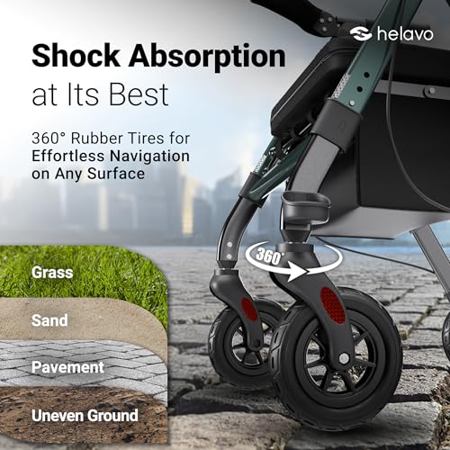Helavo Bariatric Rollator Walker with Seat – Extra Wide Heavy Duty Walker for Seniors, 550 lb Capacity - Image 4