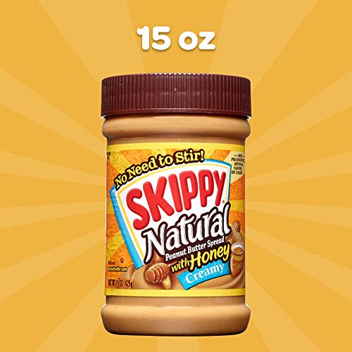 Image of Skippy Creamy Peanut Butter, Natural with Honey, 15-Ounce Jars (Pack of 6)